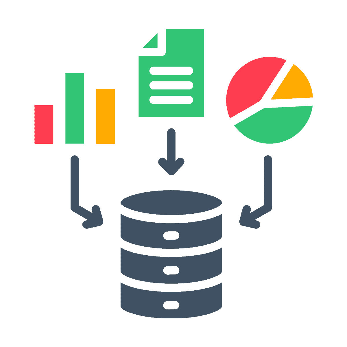 Database server and data structuring conceptual icon.