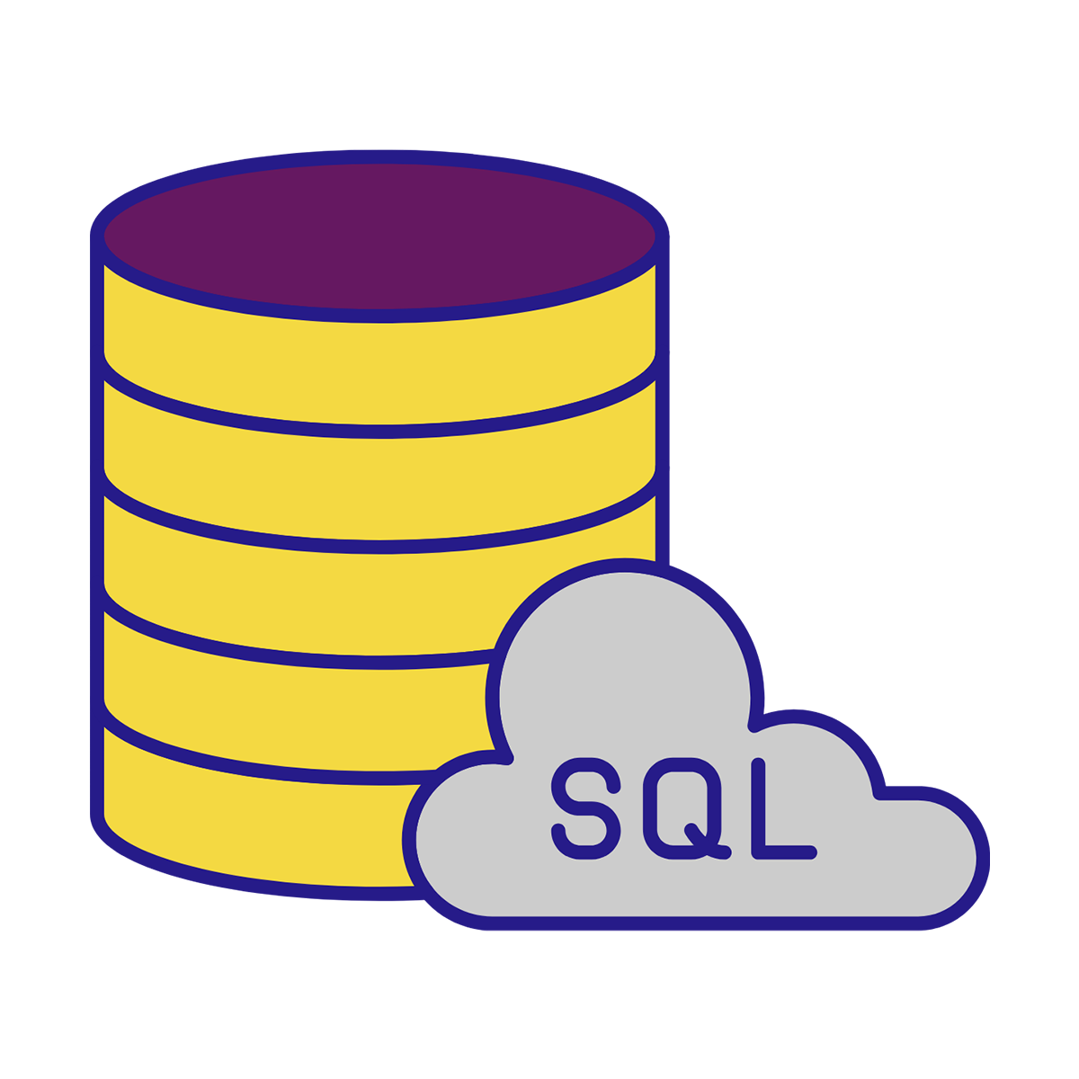 Conceptual icon for Microsoft SQL Server in enterprise technology content.