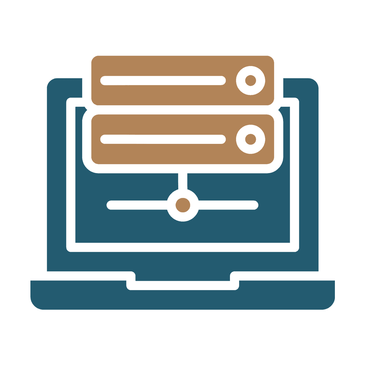 Network authentication server and domain management conceptual icon.