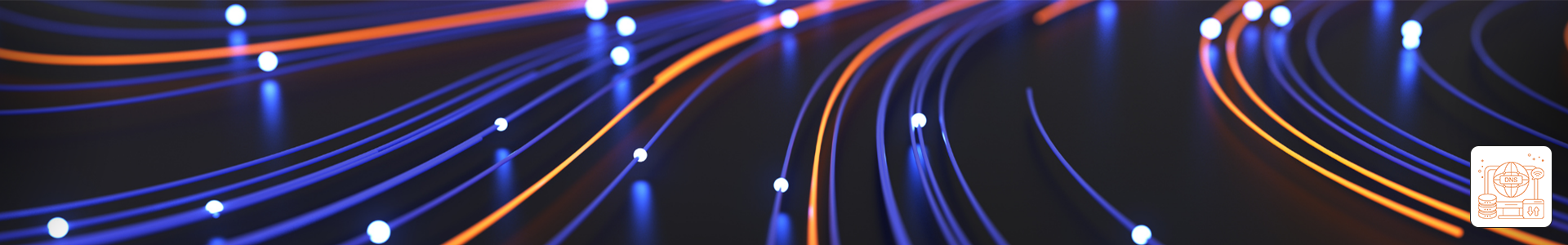 Conceptual representation of abstract fiber optic data paths splitting to isolate internal and external network traffic.